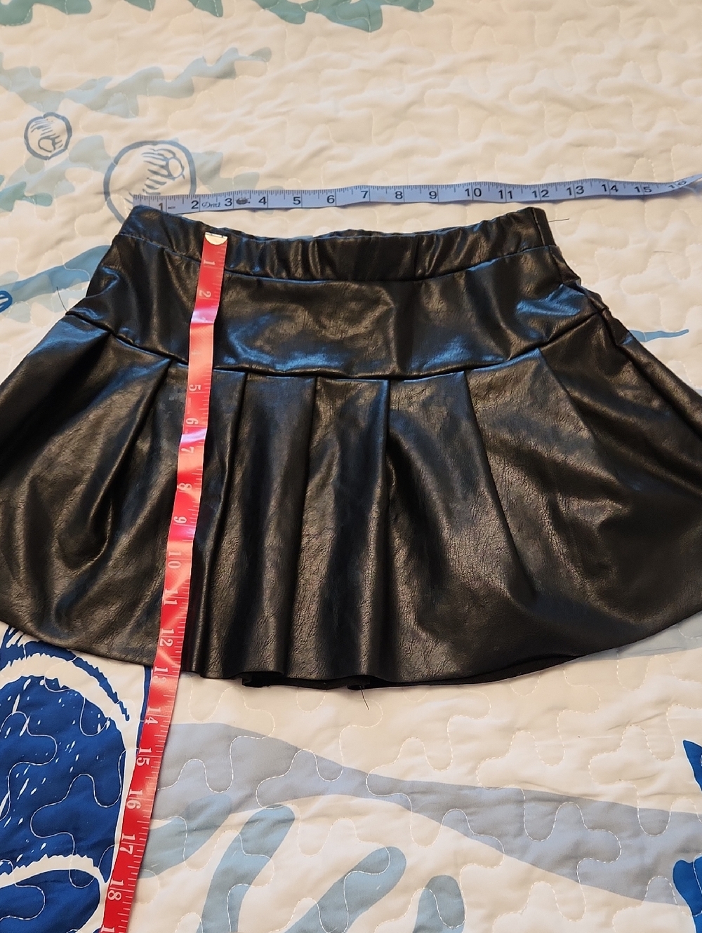 Rewash Black Faux Leather Pleated Mini Skirt